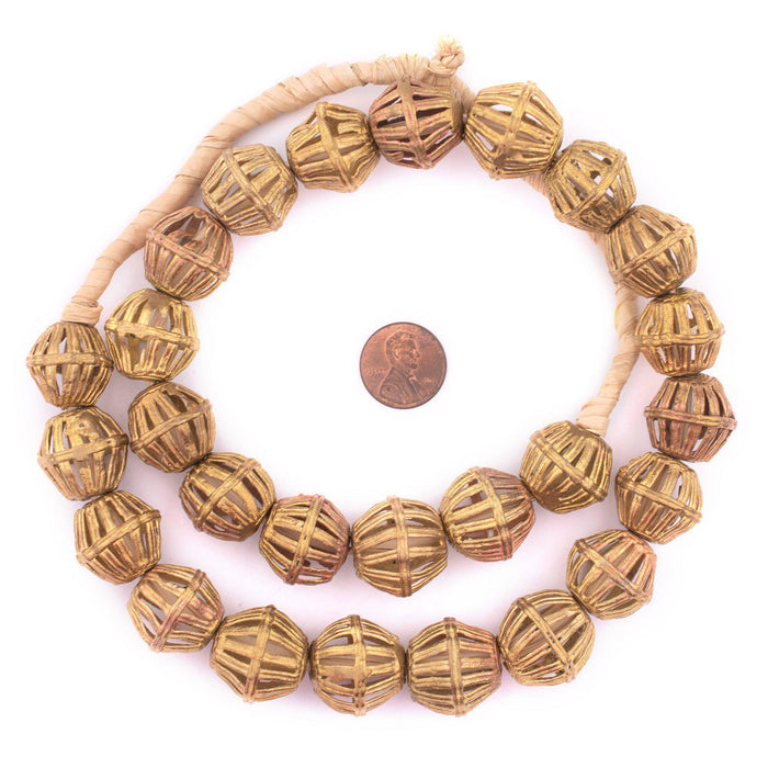 Caged Bicone Brass Filigree Beads (19x20mm) - The Bead Chest