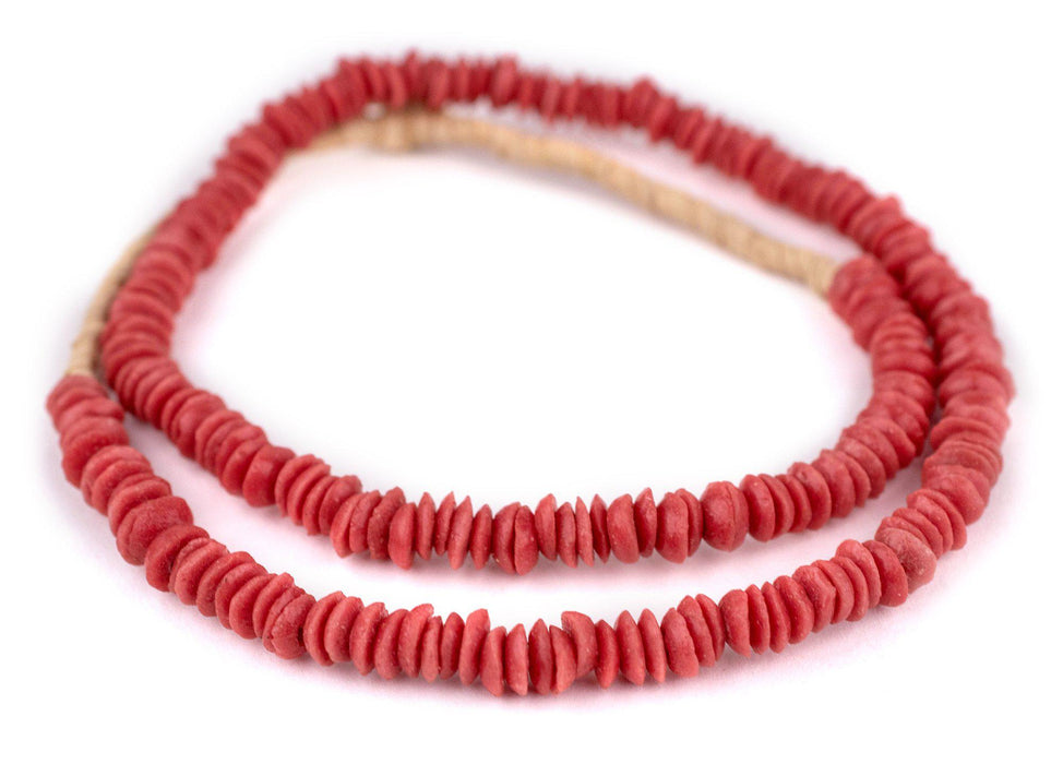 Red Ashanti Glass Saucer Beads (10mm) - The Bead Chest