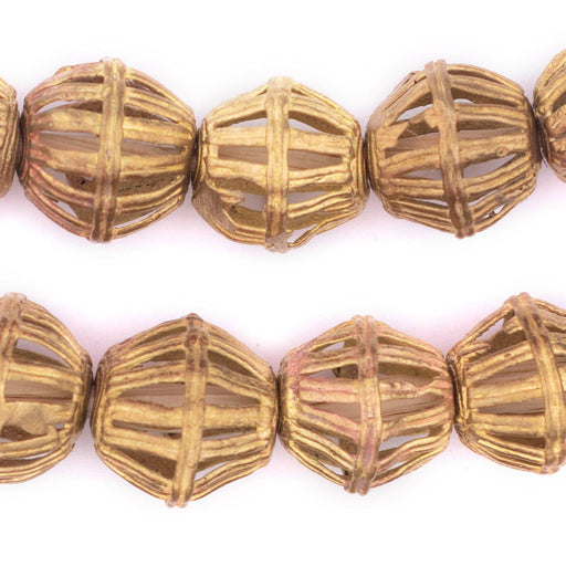 Caged Bicone Brass Filigree Beads (19x20mm)