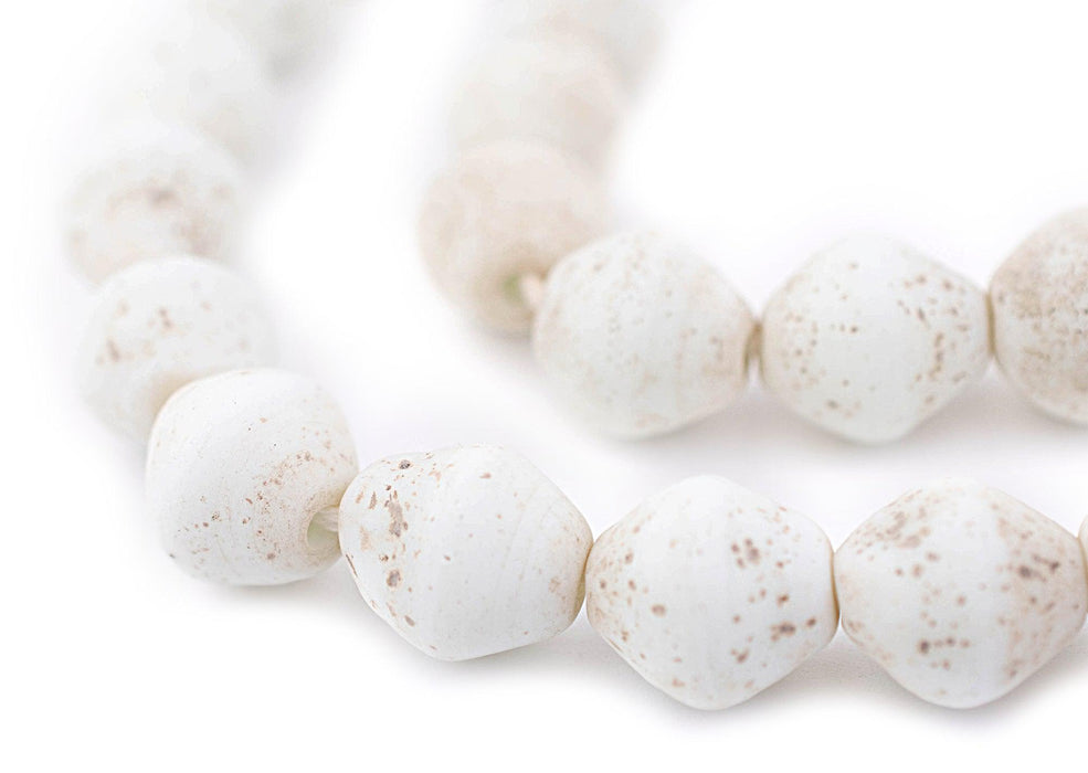 White Ancient Style Bicone Java Glass Beads (15mm) - The Bead Chest