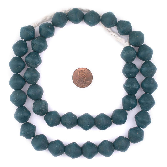 Teal Ancient Style Bicone Java Glass Beads (15mm) - The Bead Chest