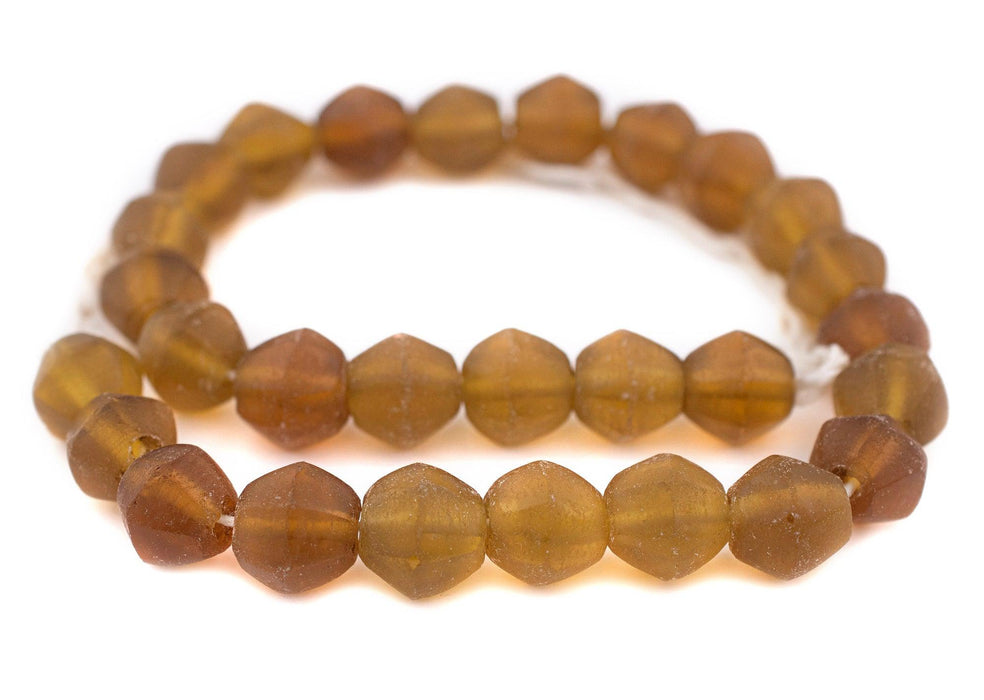 Amber Sea Glass Java Faceted Bicone Beads - The Bead Chest