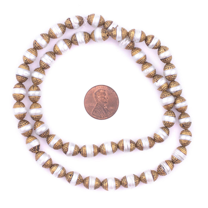 Pearl Nepali Brass Capped Beads (8mm) - The Bead Chest