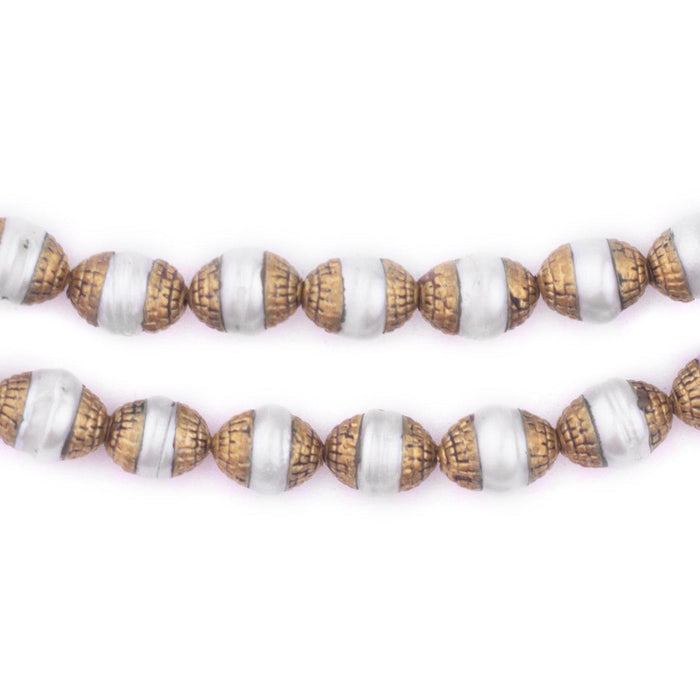 Pearl Nepali Brass Capped Beads (8mm) - The Bead Chest