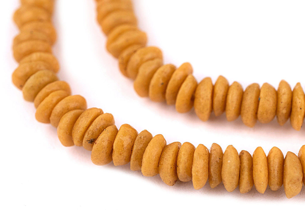Orange Ashanti Glass Saucer Beads (10mm) - The Bead Chest
