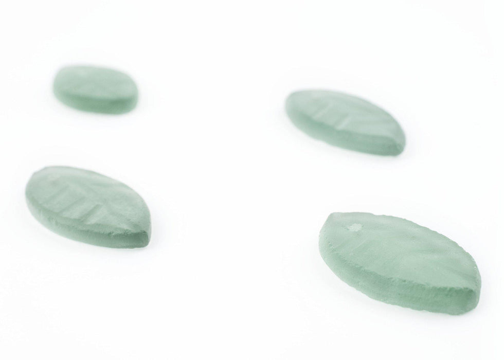 Light Green Sea Glass Leaf Pendants (Set of 4) - The Bead Chest