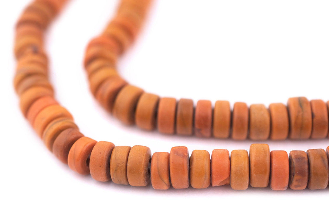 Rustic Orange Java Glass Button Beads (8mm) - The Bead Chest