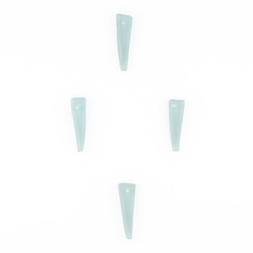 Green Aqua Sea Glass Tooth Pendants (Set of 4)