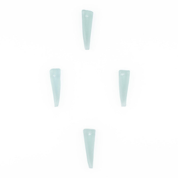Green Aqua Sea Glass Tooth Pendants (Set of 4) - The Bead Chest