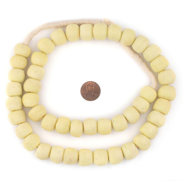 Pastel Yellow Recycled Glass Beads (18mm) - The Bead Chest