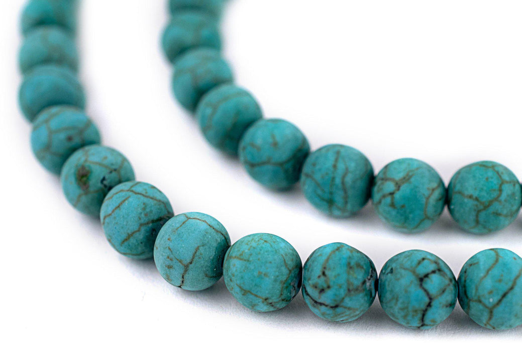 Matte Round Green Turquoise Style Stone Beads (8mm) - The Bead Chest