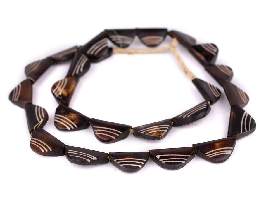 Brown Carved Triangular Batik Bone Beads - The Bead Chest