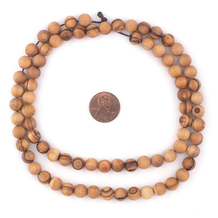 Round Olive Wood Beads from Bethlehem (8mm) - The Bead Chest