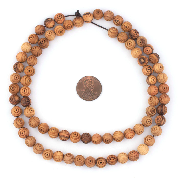 Carved Round Olive Wood Beads from Bethlehem (8mm) - The Bead Chest