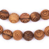 Carved Round Olive Wood Beads from Bethlehem (12mm)