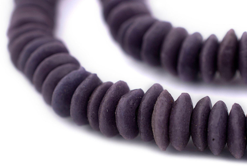 Purple Ashanti Glass Saucer Beads (14mm) - The Bead Chest