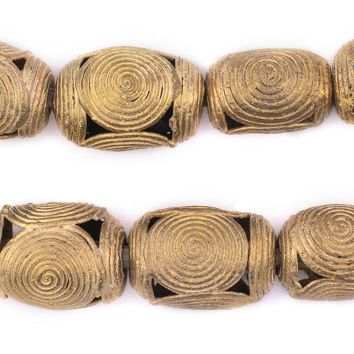 Cameroon-Style Cylinder Brass Filigree Beads (24x18mm) - The Bead Chest