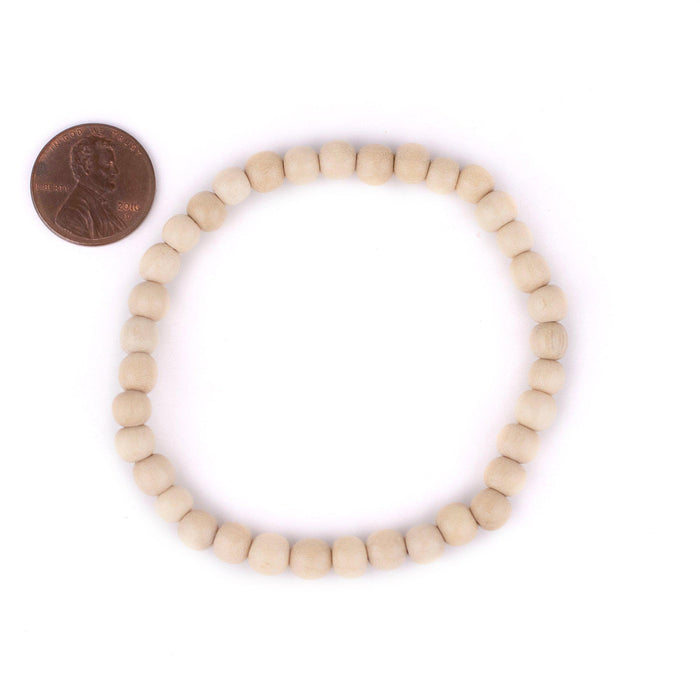 Cream Wood Bracelet (6mm) - The Bead Chest