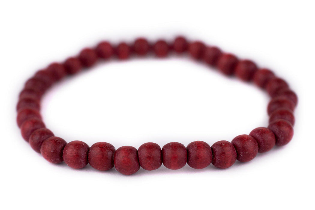 Cherry Red Wood Bracelet (6mm) - The Bead Chest