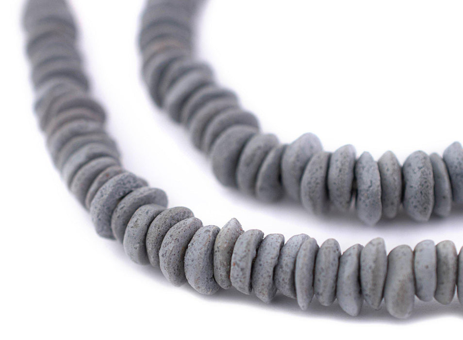 Dark Grey Ashanti Glass Saucer Beads (10mm) - The Bead Chest