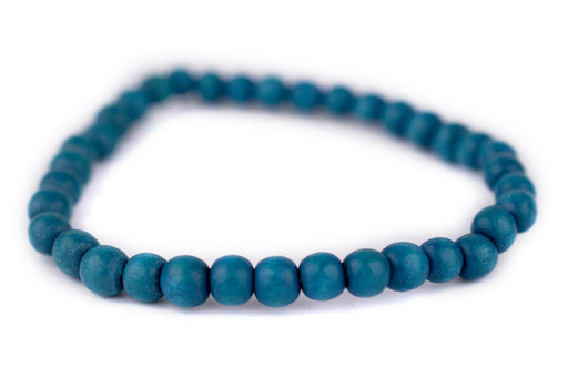 Aqua Blue Wood Bracelet (6mm) - The Bead Chest