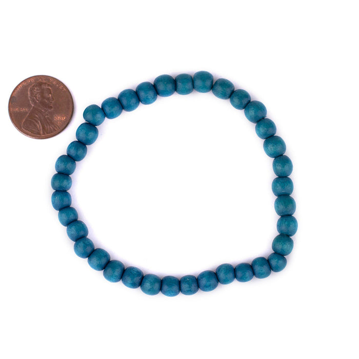 Aqua Blue Wood Bracelet (6mm) - The Bead Chest