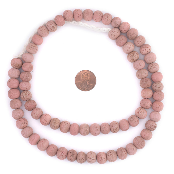 Opaque Pink Ancient Style Java Glass Beads (11mm) - The Bead Chest
