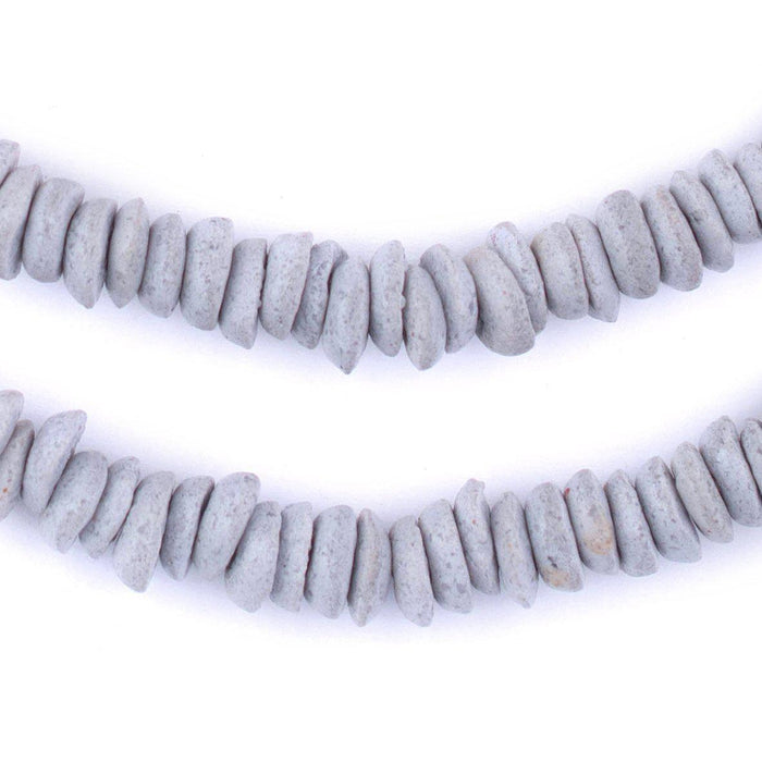 Light Grey Ashanti Glass Saucer Beads (10mm) - The Bead Chest