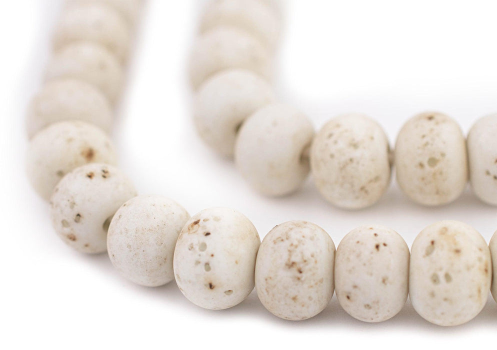 White Ancient Style Java Glass Beads (11mm) - The Bead Chest