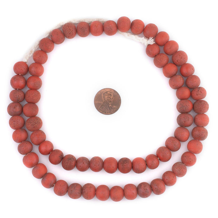 Coral Red Ancient Style Java Glass Beads (11mm) - The Bead Chest