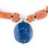 Natural Afghan Stone Carnelian & Lapis Oval Necklace