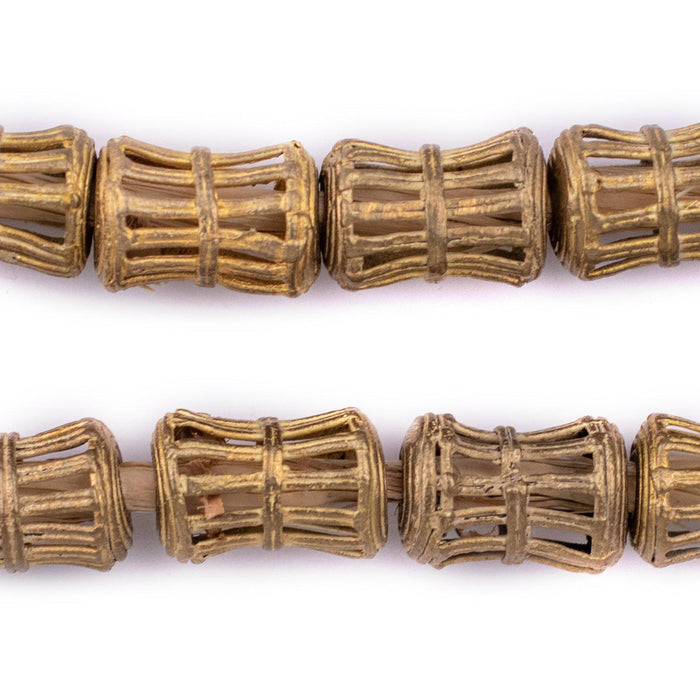 Striated Barrel Ghana Brass Filigree Beads (20x14mm) - The Bead Chest