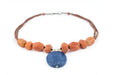 Natural Afghani Stone Carnelian & Lapis Oval Necklace - The Bead Chest