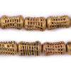 Caged Barrel Ghana Brass Filigree Beads (20x13mm)