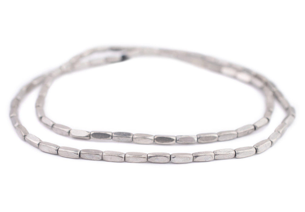 Silver Faceted Rectangle Beads (8x3mm) - The Bead Chest