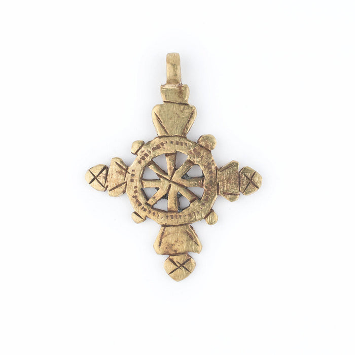 Brass Sun Coptic Cross Pendant (65 x 50mm) - The Bead Chest