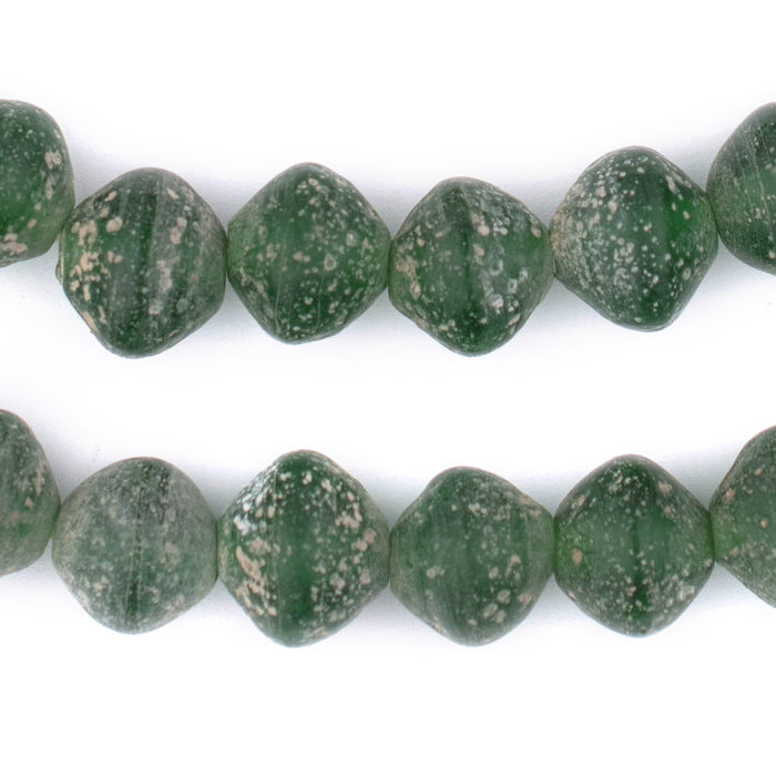 Green Ancient Style Bicone Java Glass Beads (15mm) - The Bead Chest