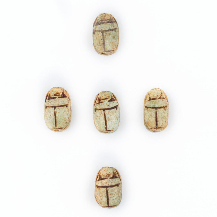 White Stone Egyptian Scarab Beads (Set of 5) - The Bead Chest