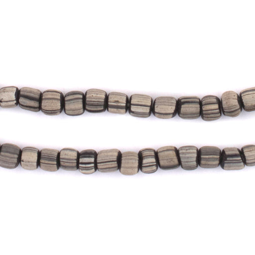 Black White Stripe Java Gooseberry Beads - The Bead Chest