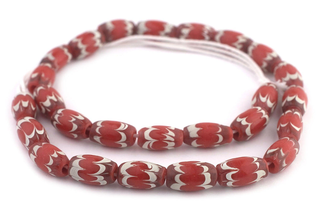 Red Java Chevron Beads (16x10mm) - The Bead Chest
