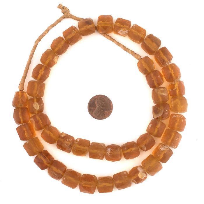 Old Amber Vaseline Cube Trade Beads - The Bead Chest