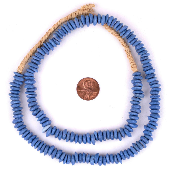 Carolina Blue Ashanti Glass Saucer Beads (10mm) - The Bead Chest