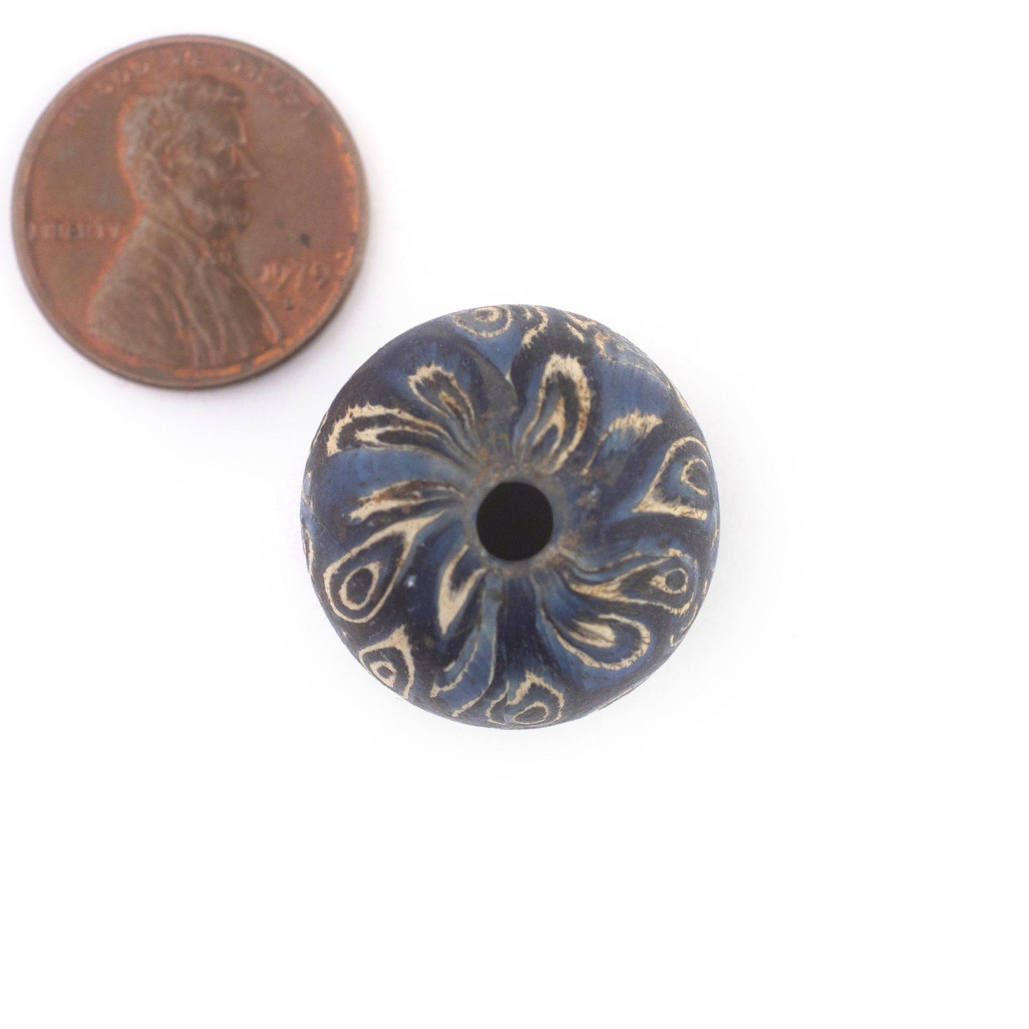 Blue Antique-Style Java Eye Glass Bead (Single Bead, 20mm) — The Bead Chest