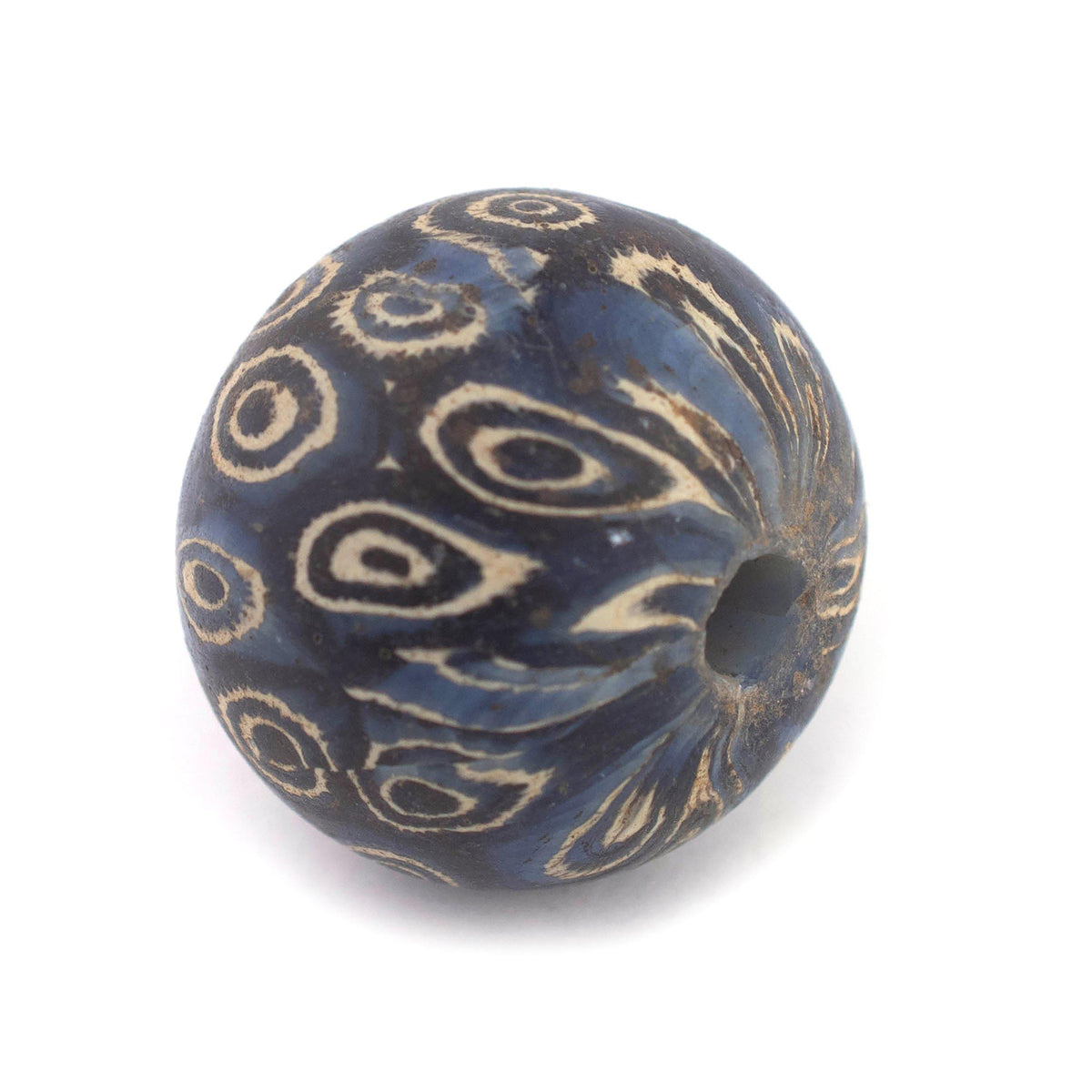 Blue Antique-Style Java Eye Glass Bead (Single Bead, 20mm) — The Bead Chest