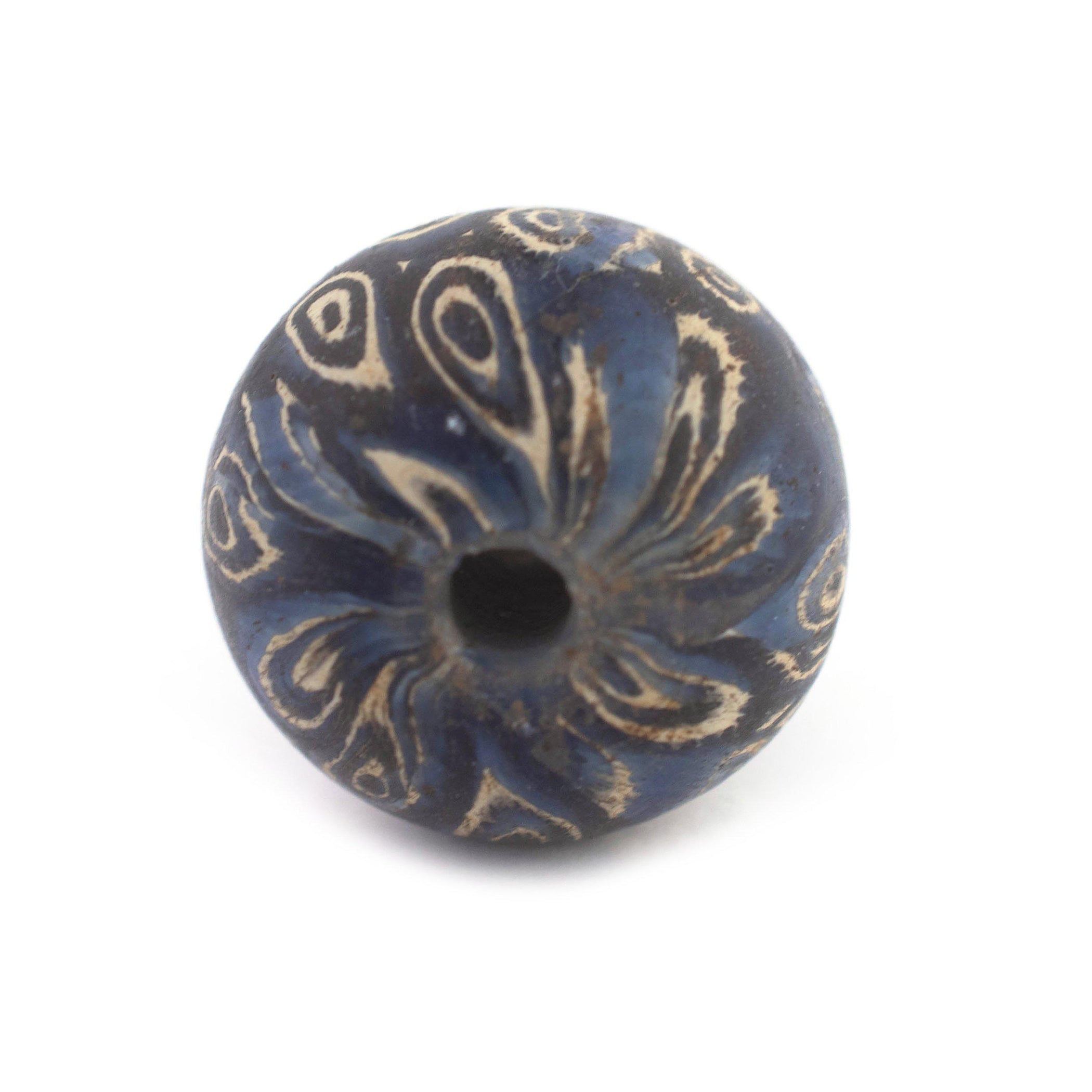 Blue Antique-Style Java Eye Glass Bead (Single Bead, 20mm) — The Bead Chest