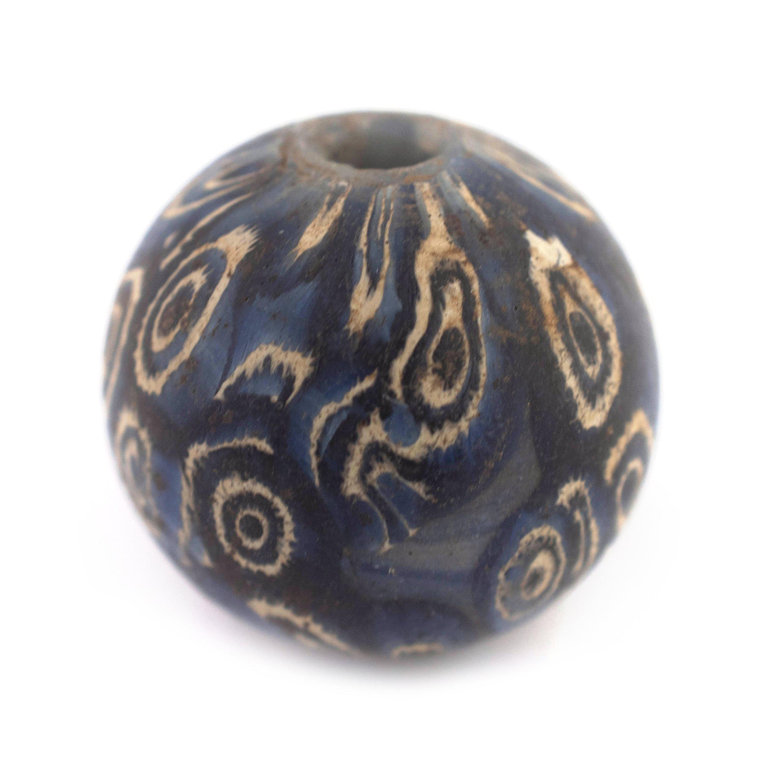 Blue Antique-Style Java Eye Glass Bead (Single Bead, 20mm) — The Bead Chest