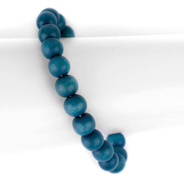 Aqua Blue Wood Bracelet (10mm) - The Bead Chest
