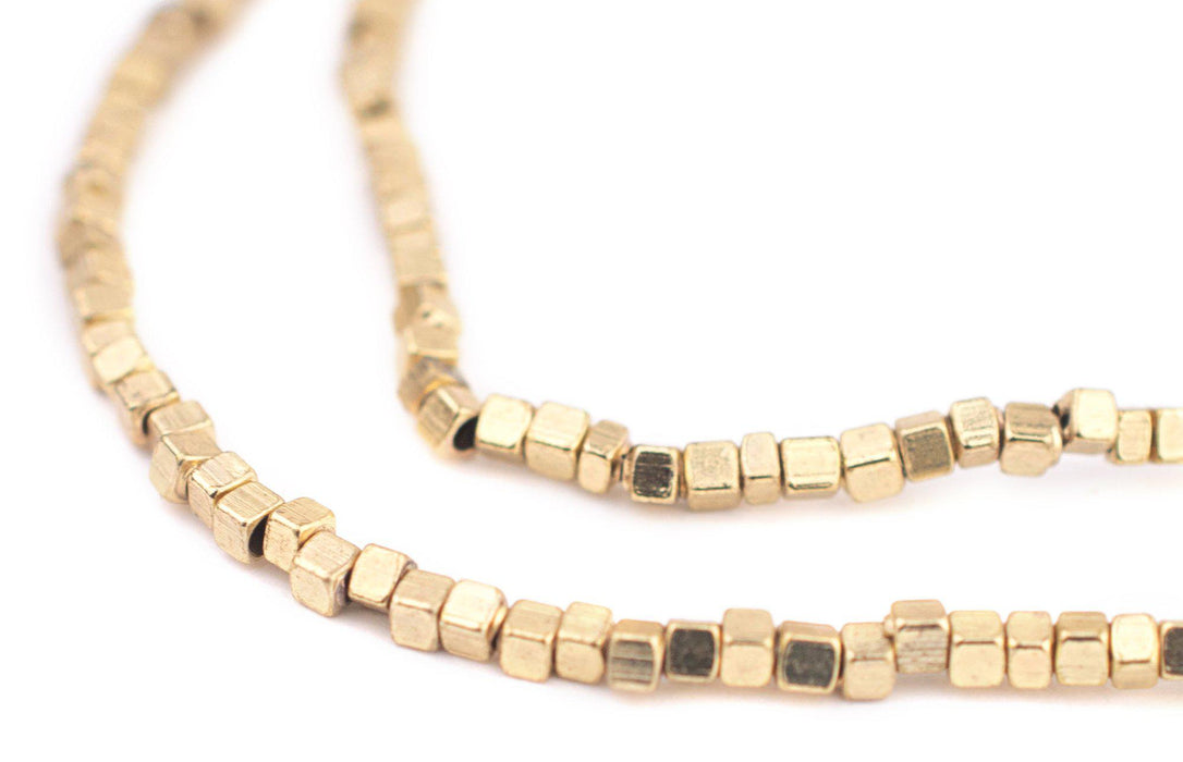 Rounded Brass Cube Beads (2mm) - The Bead Chest