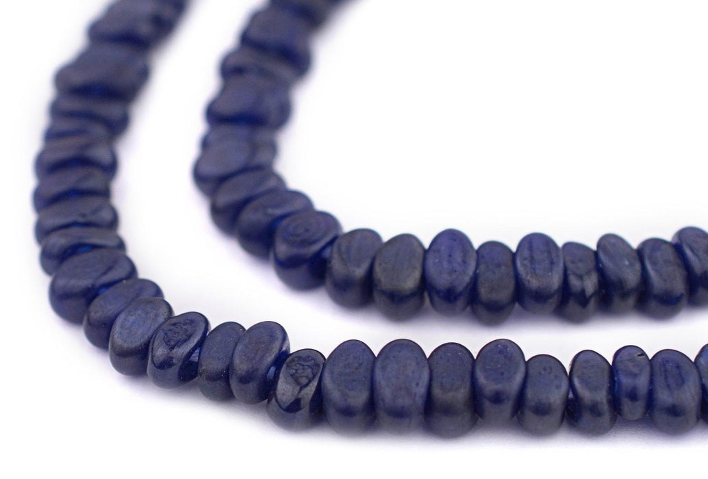 Cobalt Blue Football-Shaped Java Glass Beads (4x10mm) - The Bead Chest