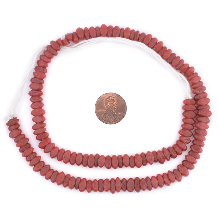 Brick Red Football-Shaped Java Glass Beads (4x10mm) - The Bead Chest